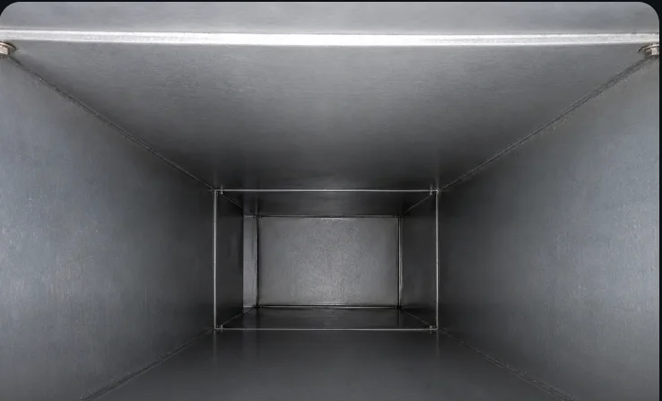 The same kitchen exhaust duct, cleaned to bare metal — DCC field photo