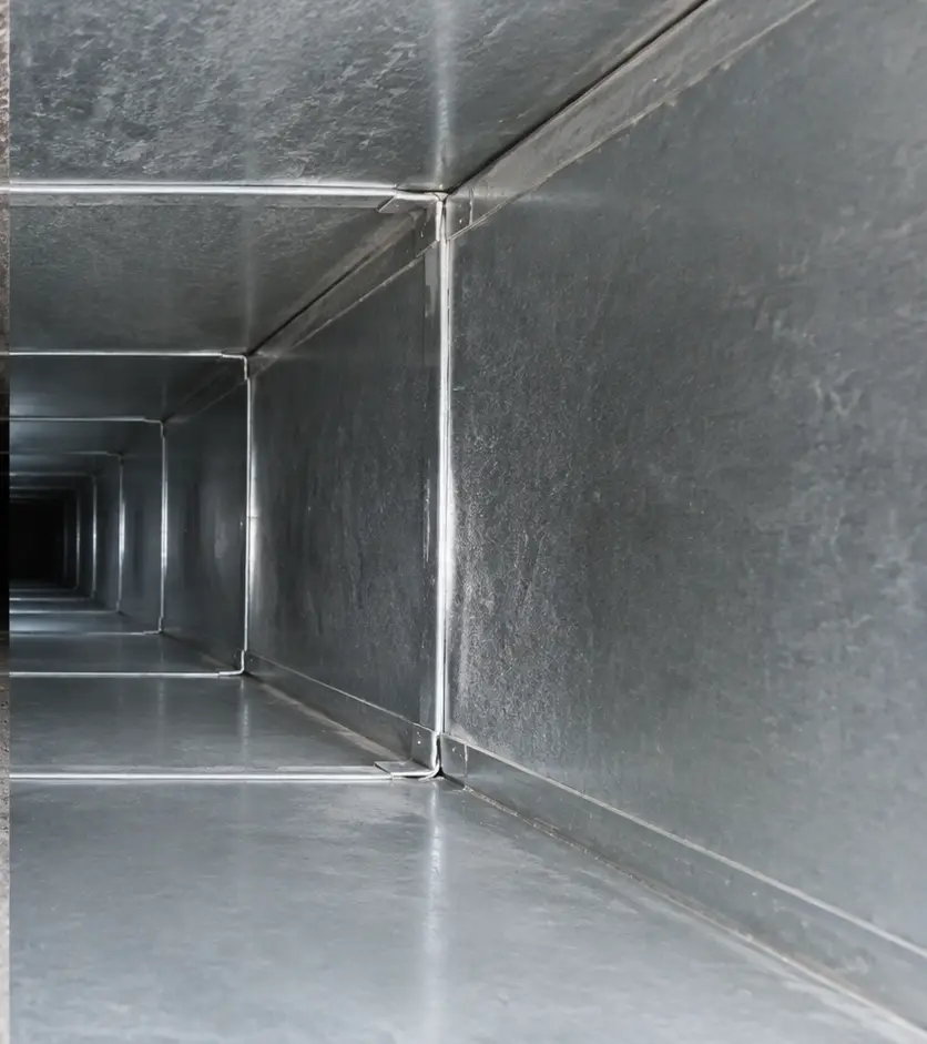 Representative post-cleaning view showing a cleaner internal air duct surface